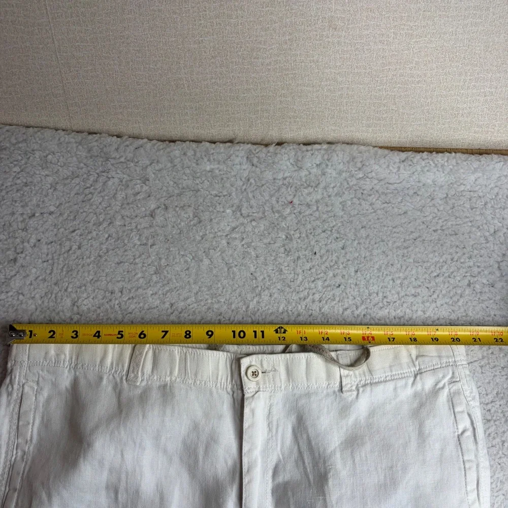 Tommy Bahama Relax Mens 100% Linen Pants Off White Drawstring Straight Leg L/G